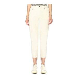Evidnt Anthro Womens Orsay Slim Jeans Sz 28 in White Asymmetrical Bottom Hem